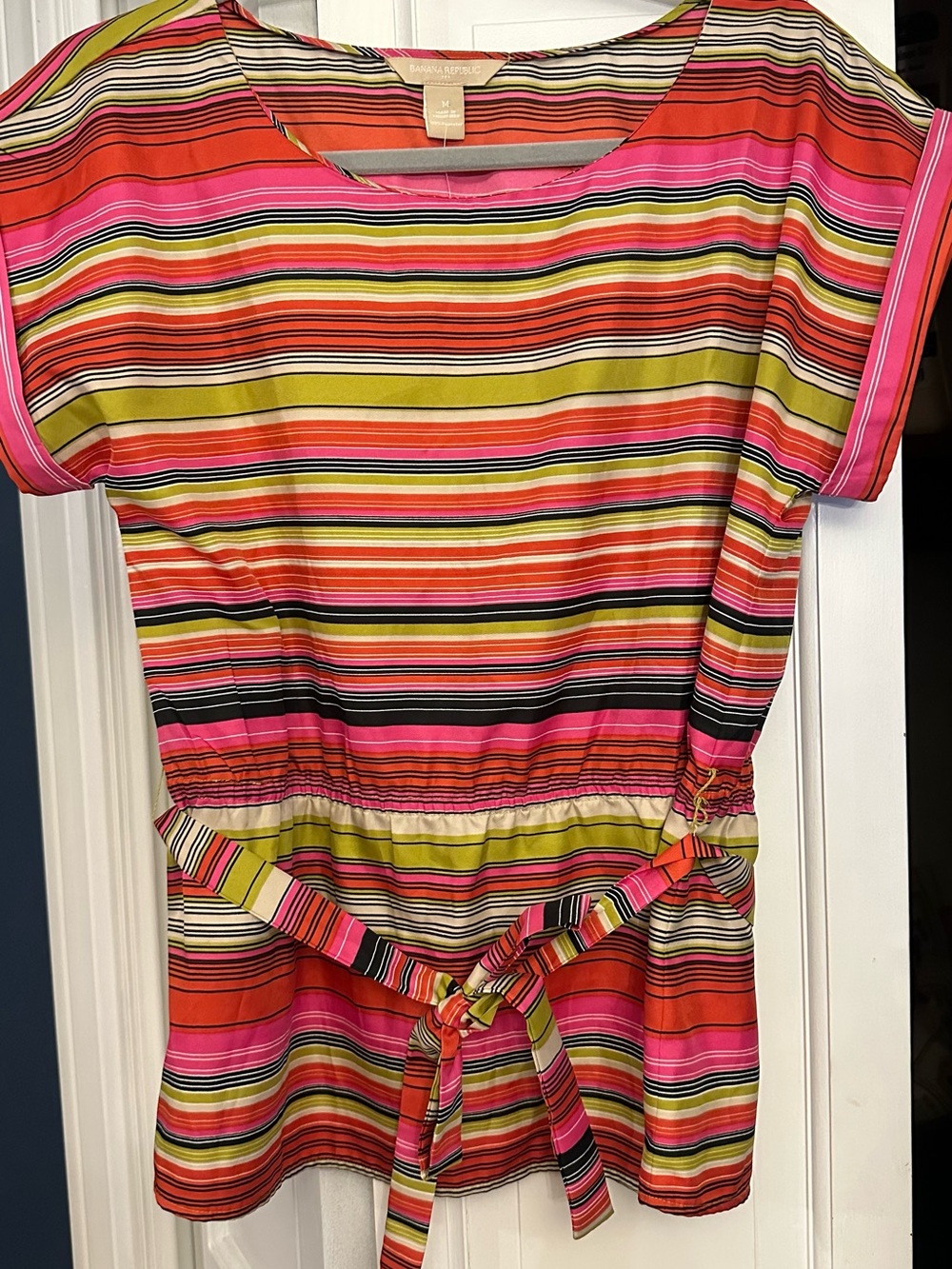 Colorful Stripe Tie-Waist Top